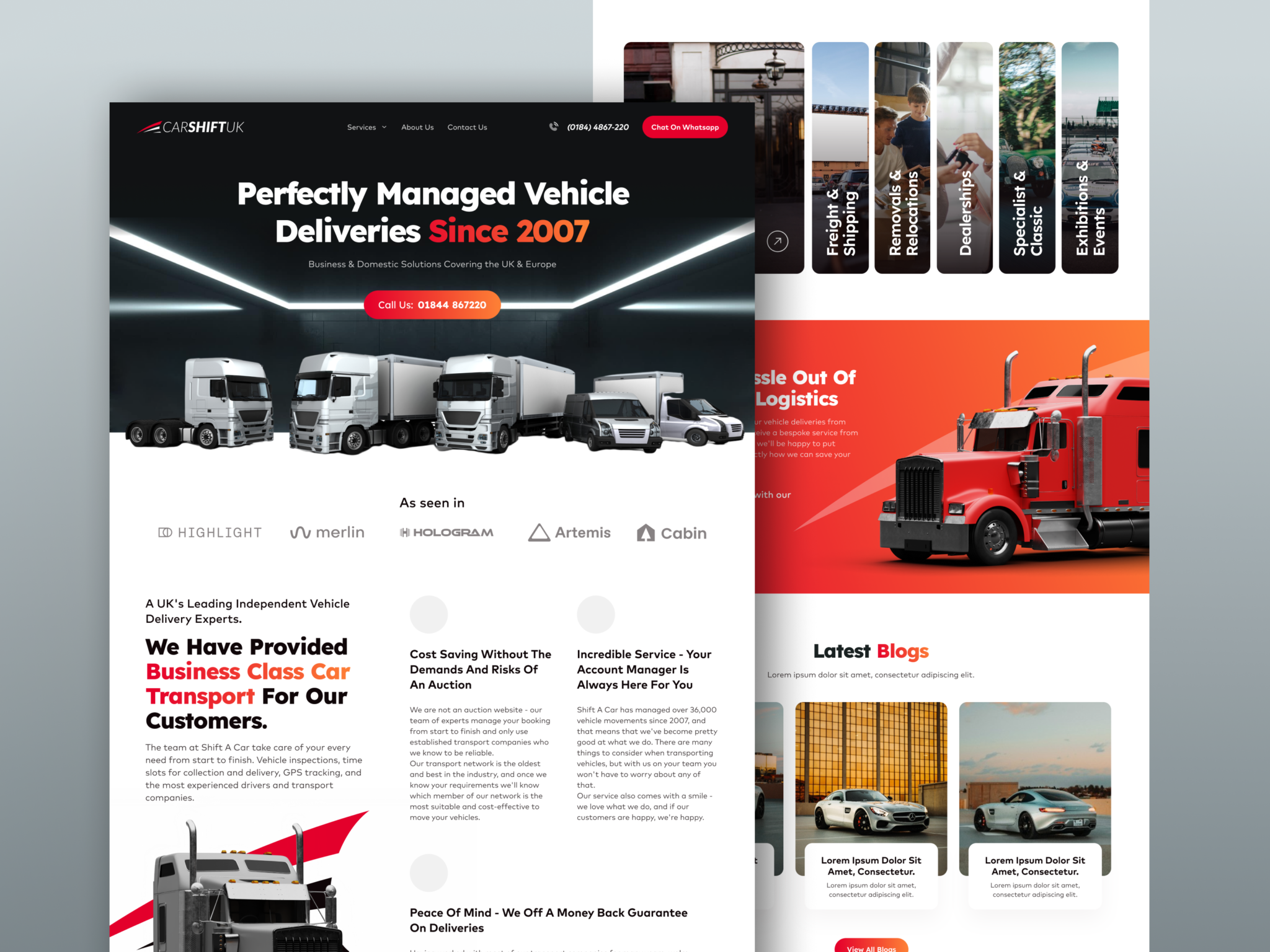 landing page design for the carshift for UK market